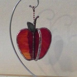 Stained Glass Hanging Red Apple